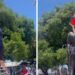 Шотландский фанат хотел повторить трюк с конусом в Майами, но полиция была начеку