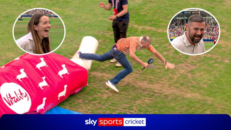 Курьёз на Vitality Blast Finals Day: ведущий рухнул во время забега талисманов